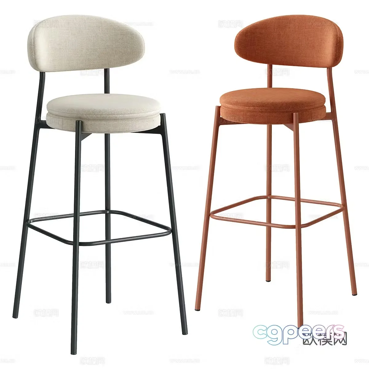 Modern minimalist stainless steel bar chair 3d model