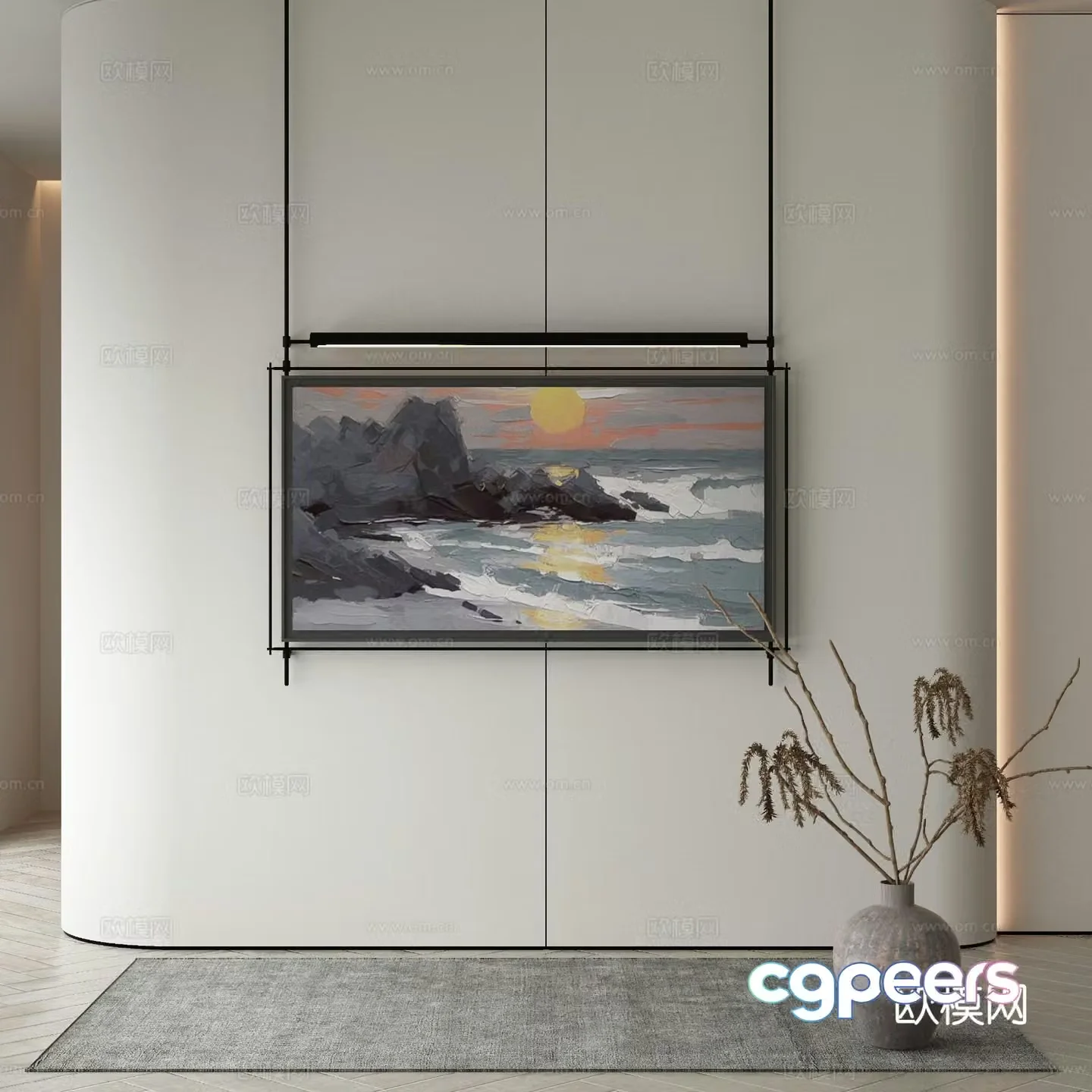 Modern landscape painting decorative painting 3d model