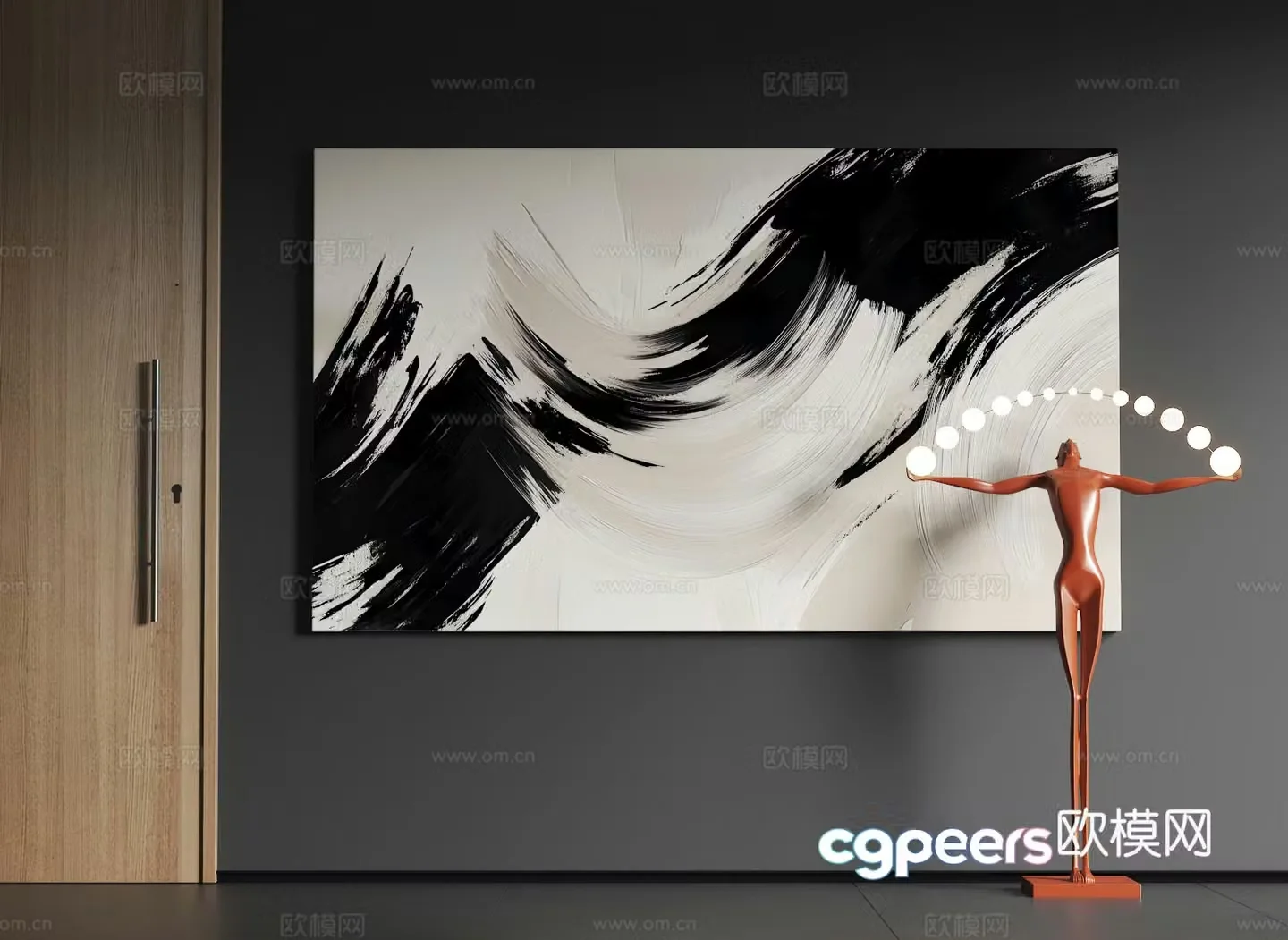 Modern large-scale hanging paintings Modern abstract hanging paintings Modern minimalist hanging paintings Modern black and white hanging paintings 3D model
