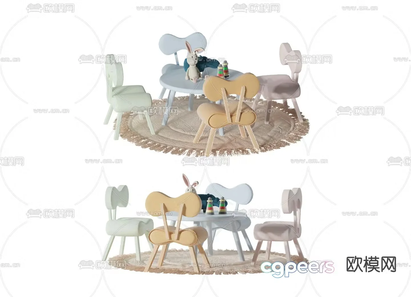 Modern children’s table and chair 3d model