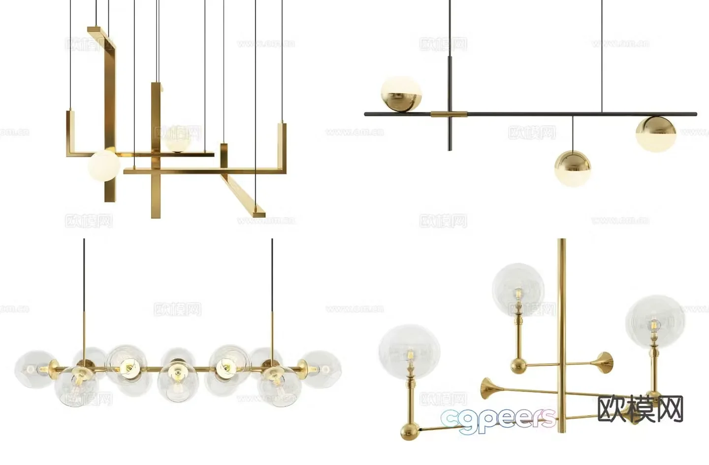 Light luxury chandelier long chandelier 3d model