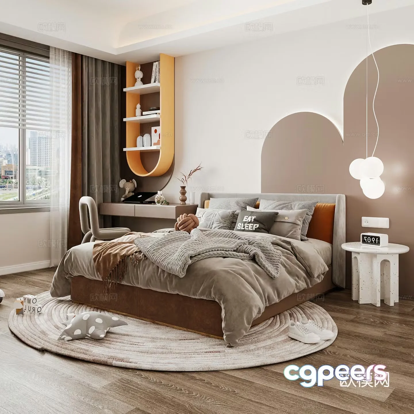 Modern children’s room boy’s room girl’s room children’s bed children’s wardrobe children’s desk 3d model