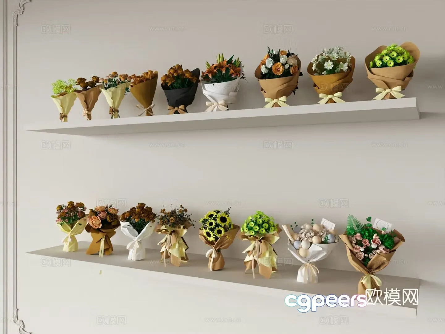 Modern flower art flowers simple hand-held flower 3d model