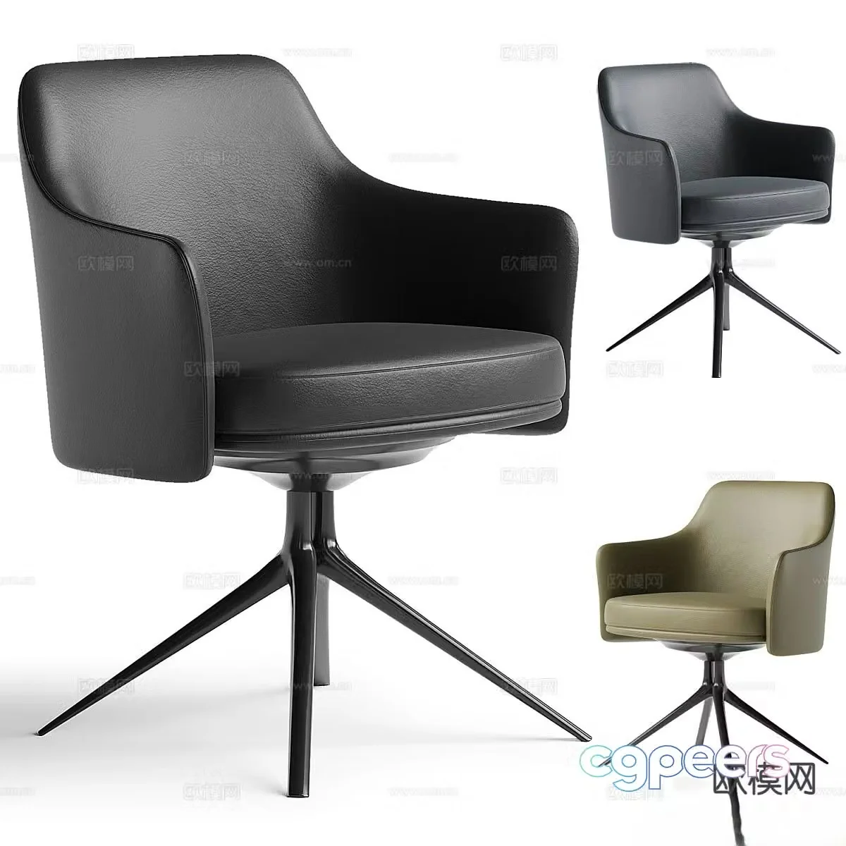 leather chair lounge chair armchair 3d model