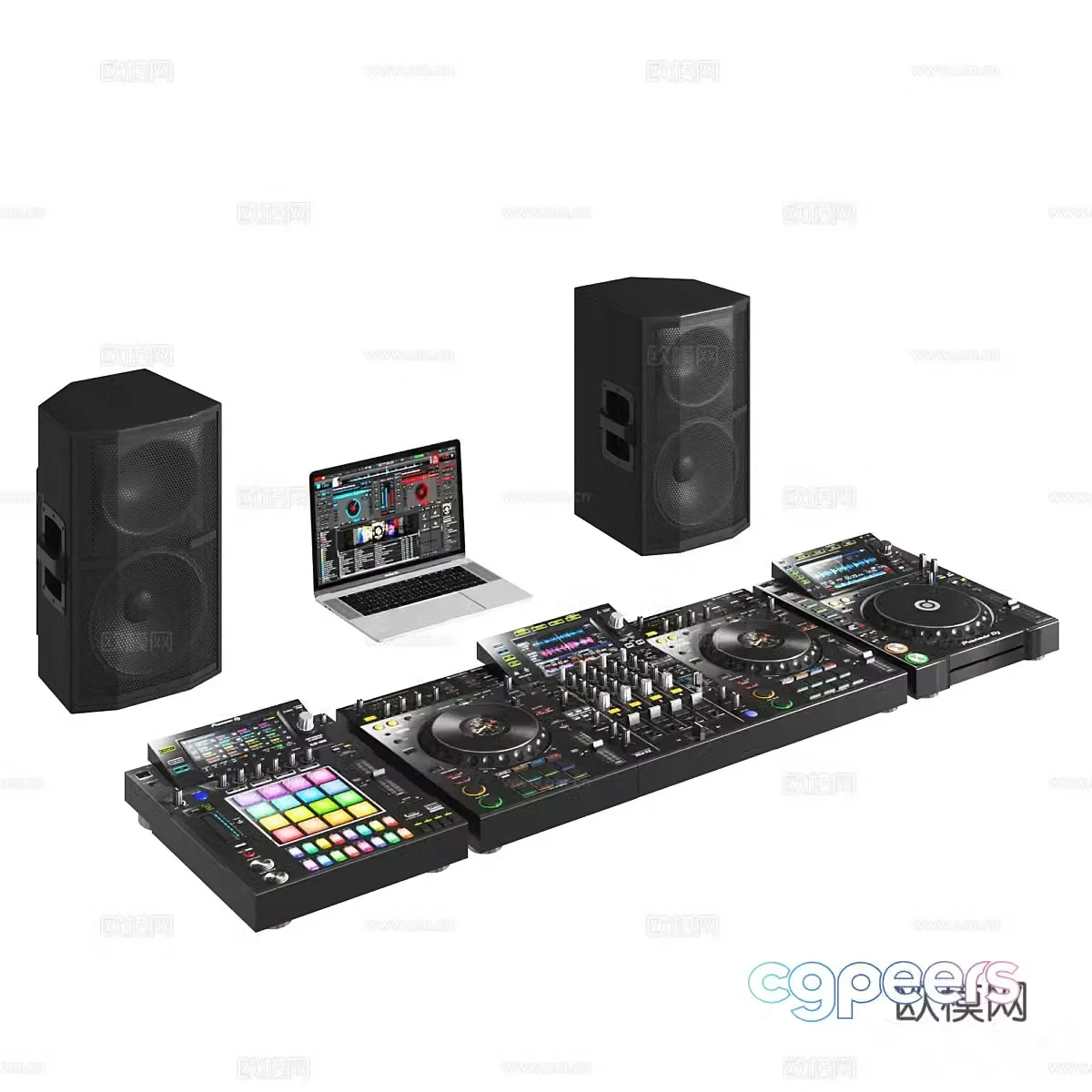 DJ music controller electronic instrument audio dial machine notebook 3d model