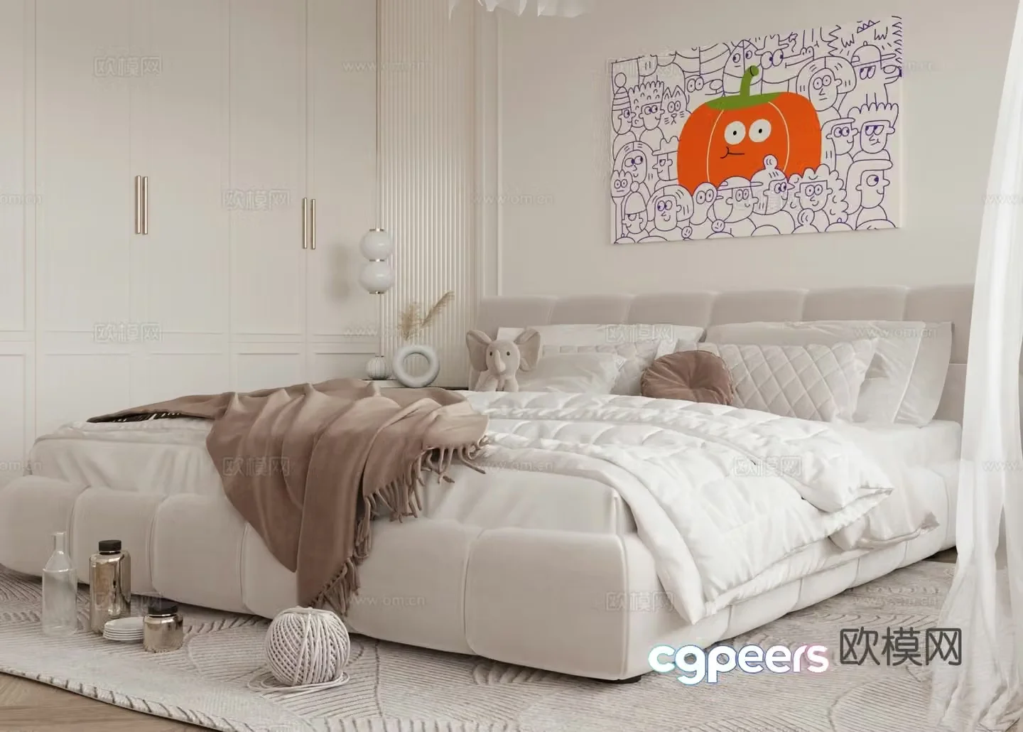 French Cream Home Bedroom Master Bedroom 3D Model