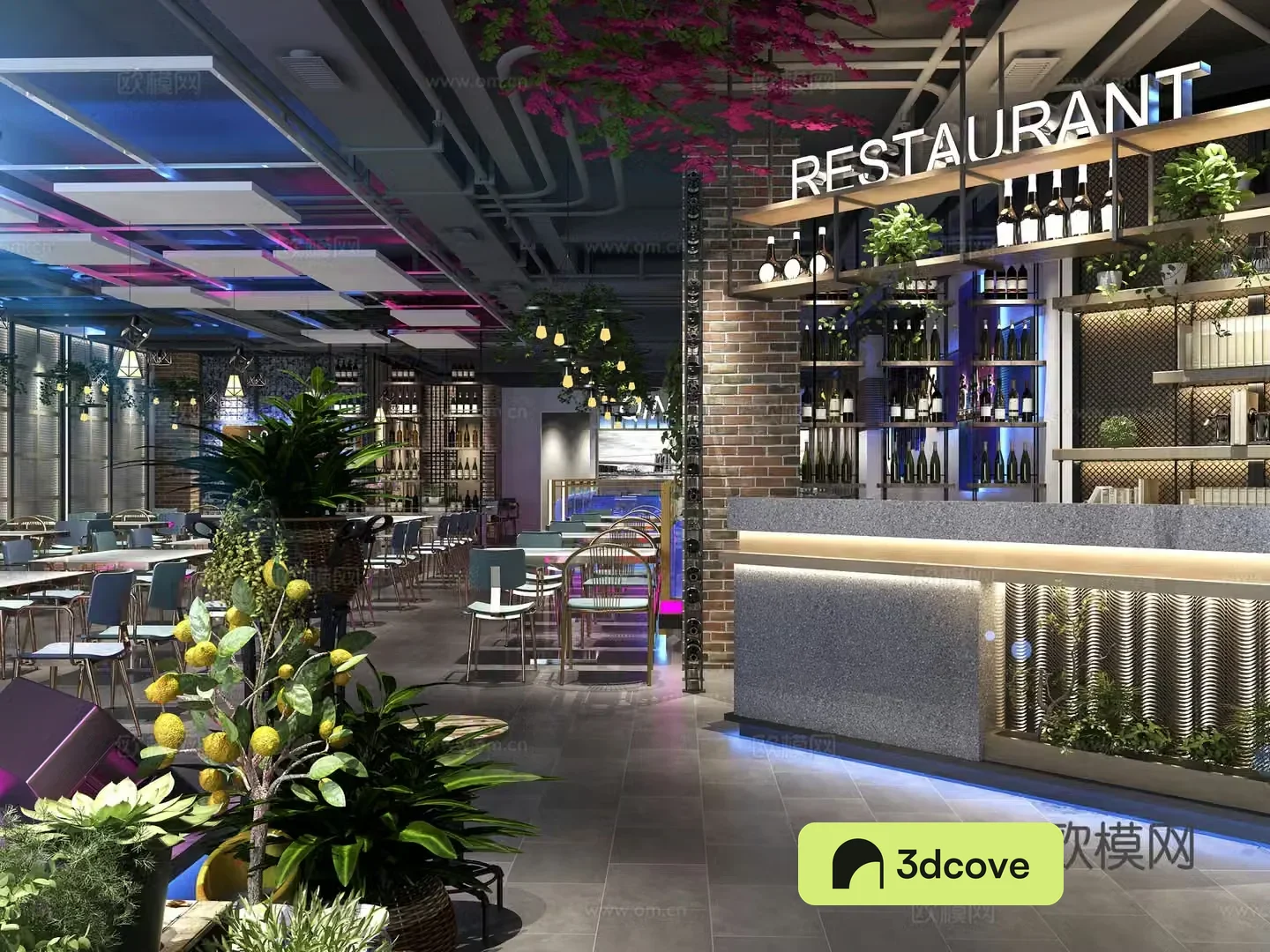 Industrial style music restaurant