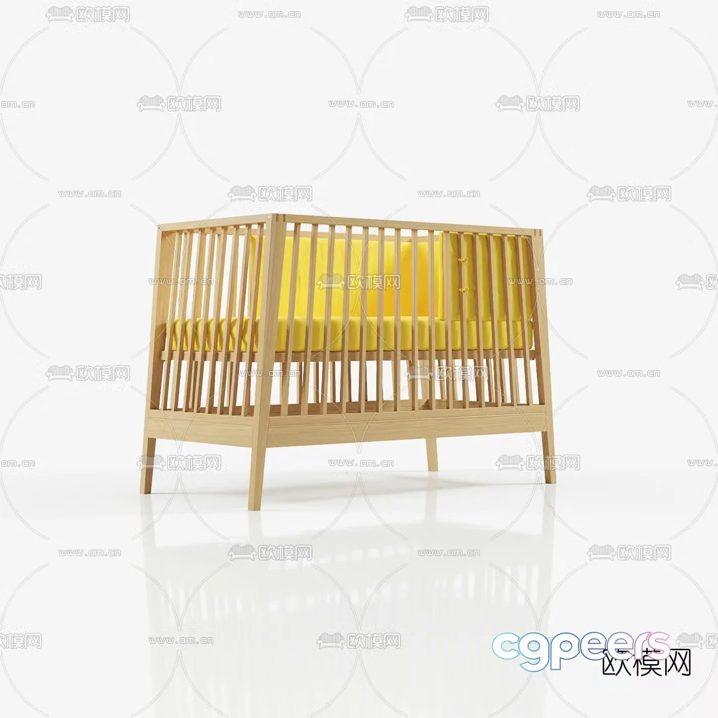 Modern solid wood crib 3d model