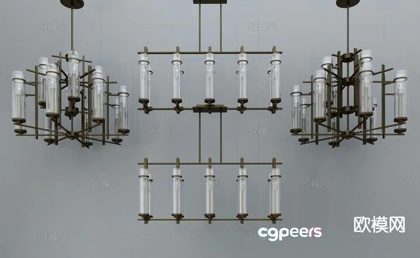 New Chinese style chandelier glass chandelier 3d model