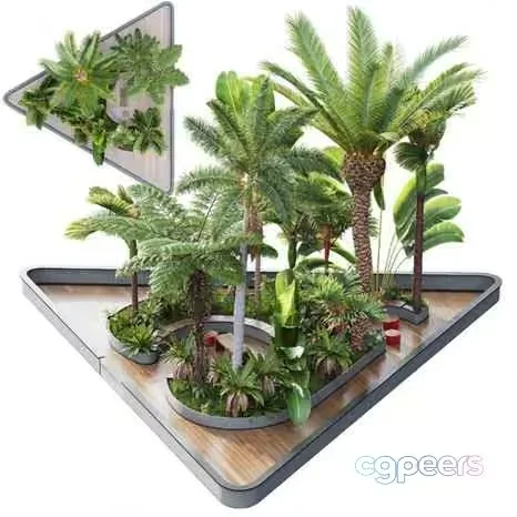 A 3D Model Of A Table With Plants 3D Model – 3049 – CORONA Render