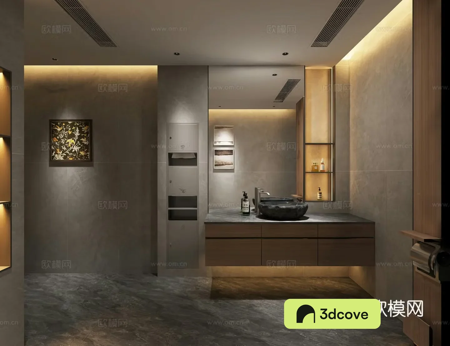 Modern bathroom cabinet toilet trash can decorative cabinet 3d model