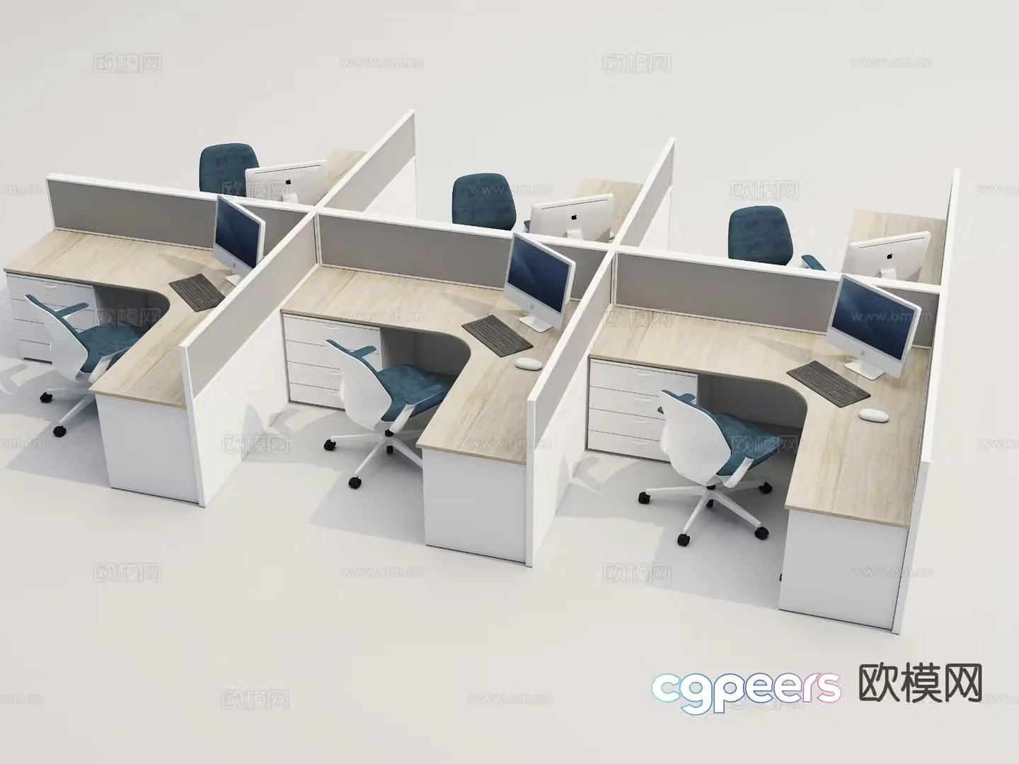 Card space desk work station post 3d model