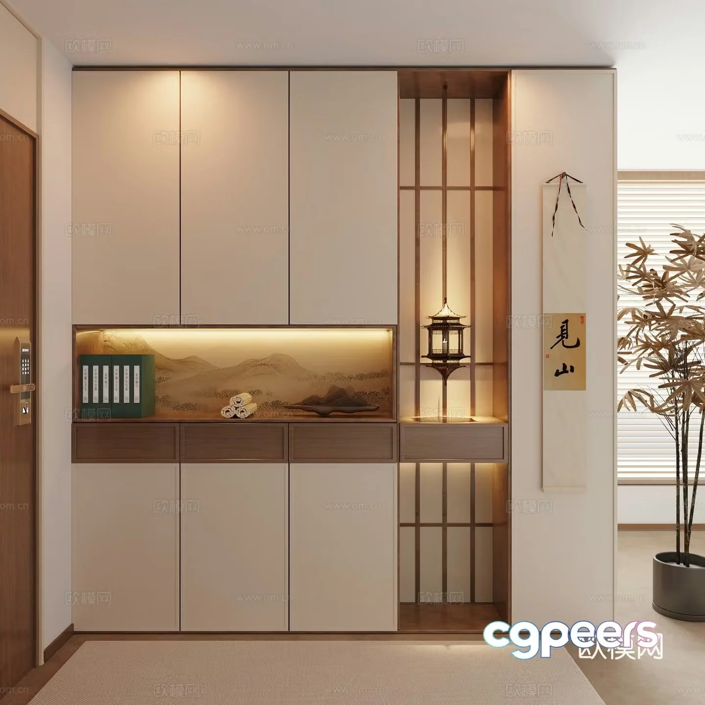 New Chinese style porch cabinet Song family porch cabinet Entrance porch cabinet Functional porch cabinet Entrance porch shoe cabinet 3D model