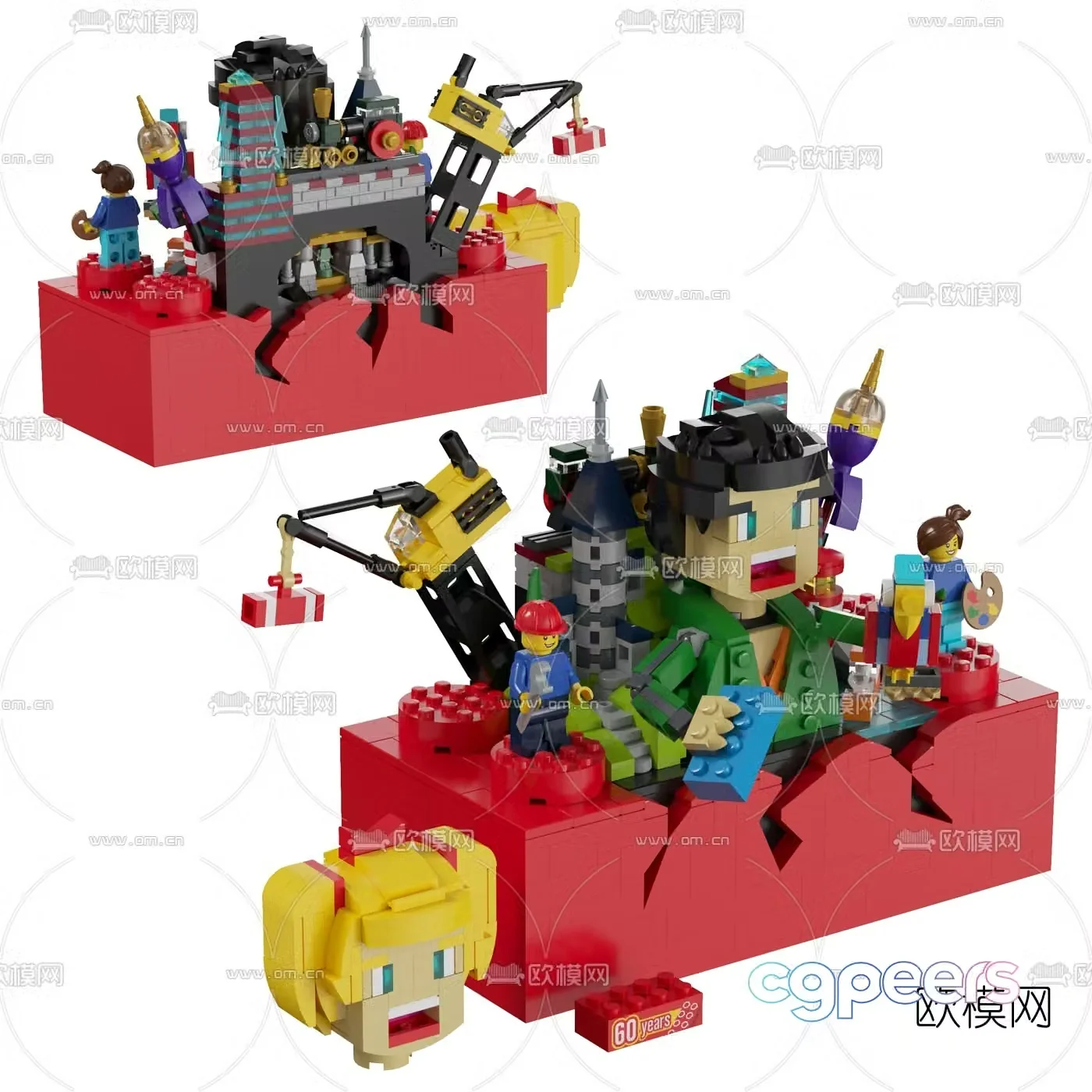 Modern character building block toy 3d model