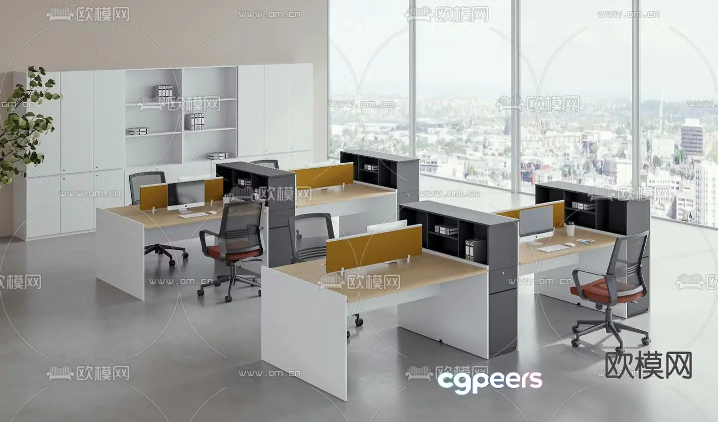 Open office area workstation 3D model