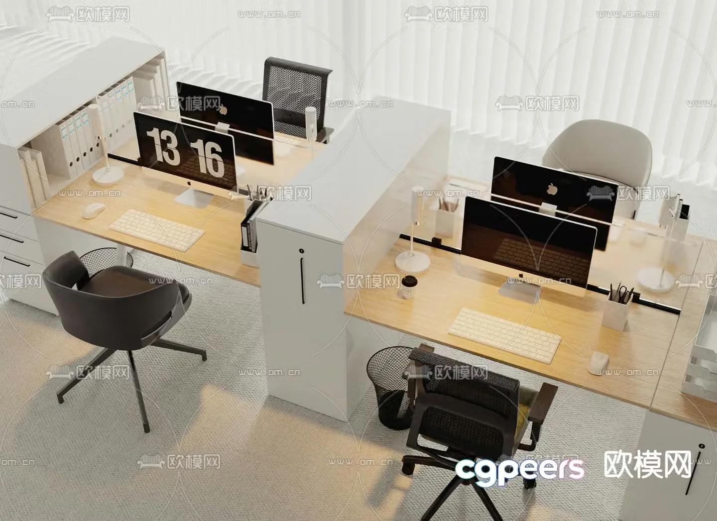 Card space desk workstation 3D model