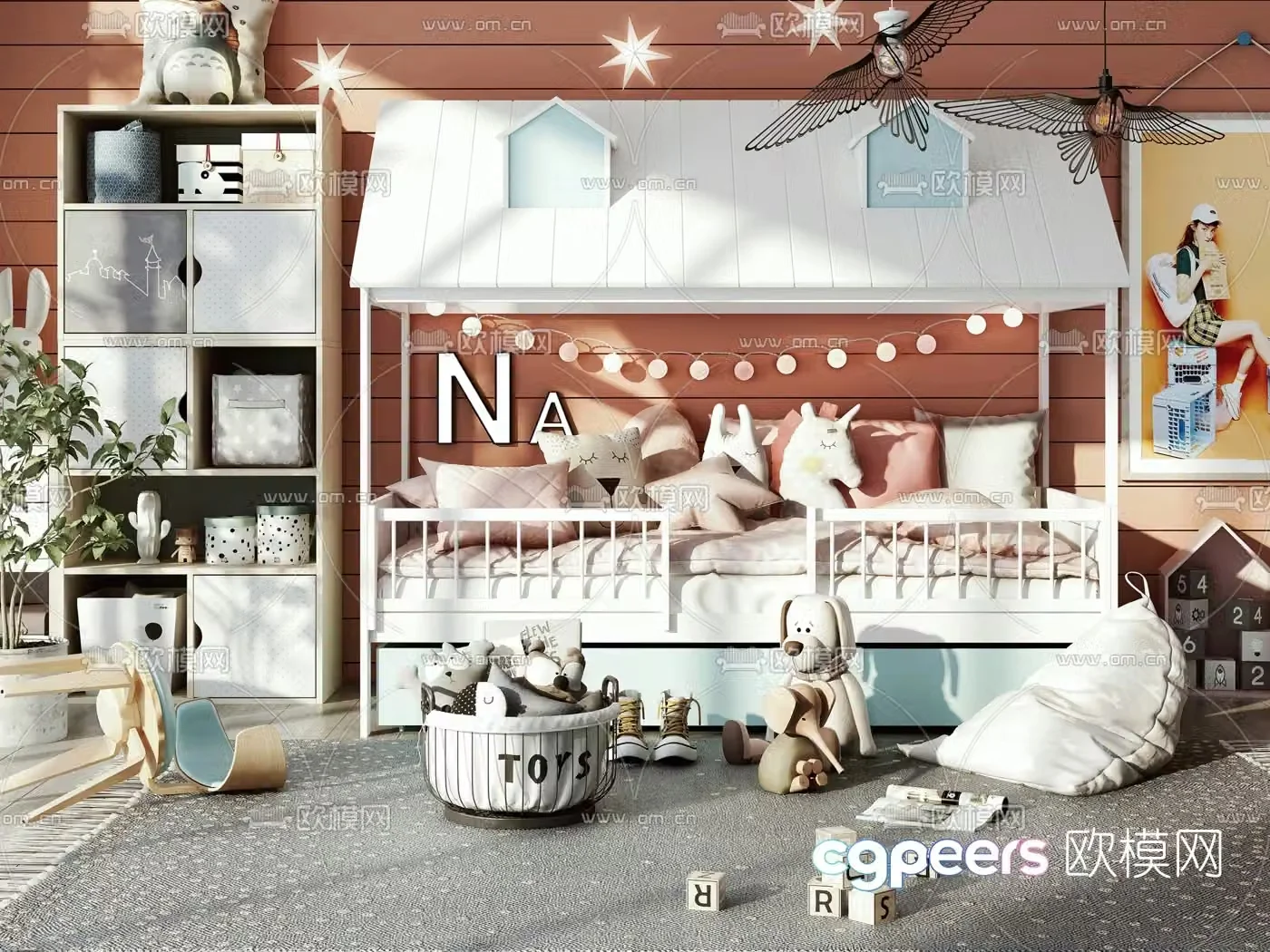 Modern children’s bed play set 3d model
