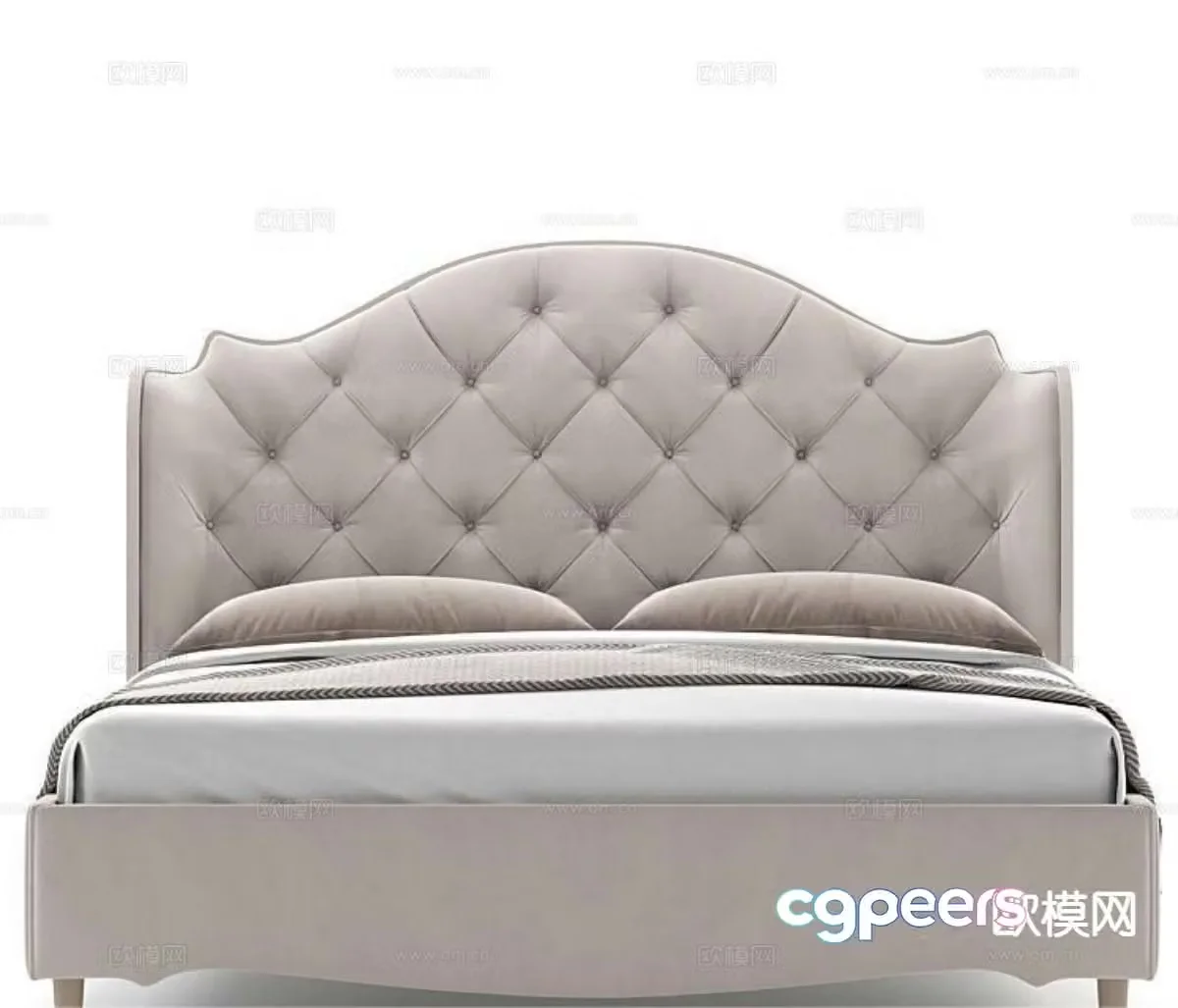 Simple European soft bed double bed 3d model