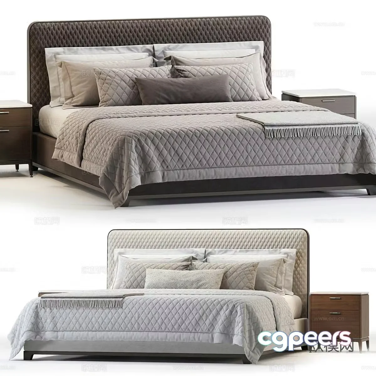 New Chinese style light luxury Alivar Bali double bed 3D model