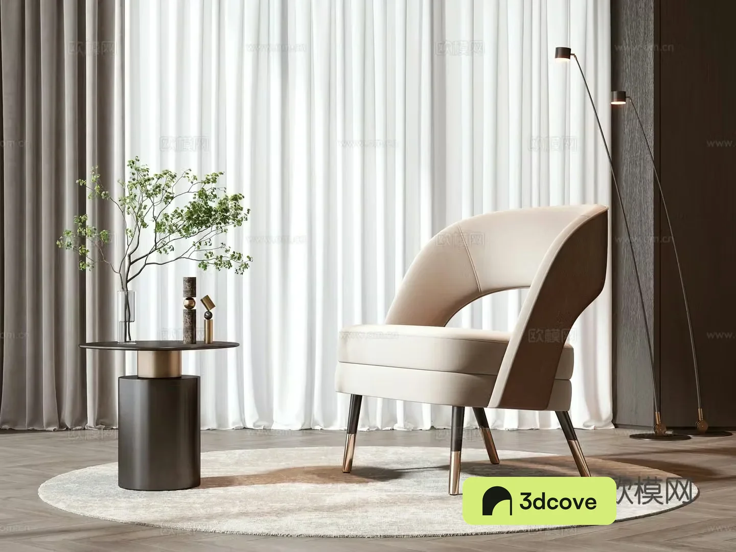 Simple European leisure chair coffee table combination