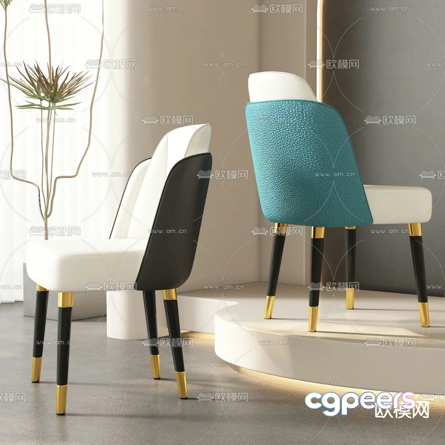 Modern chair dining chair 3d model