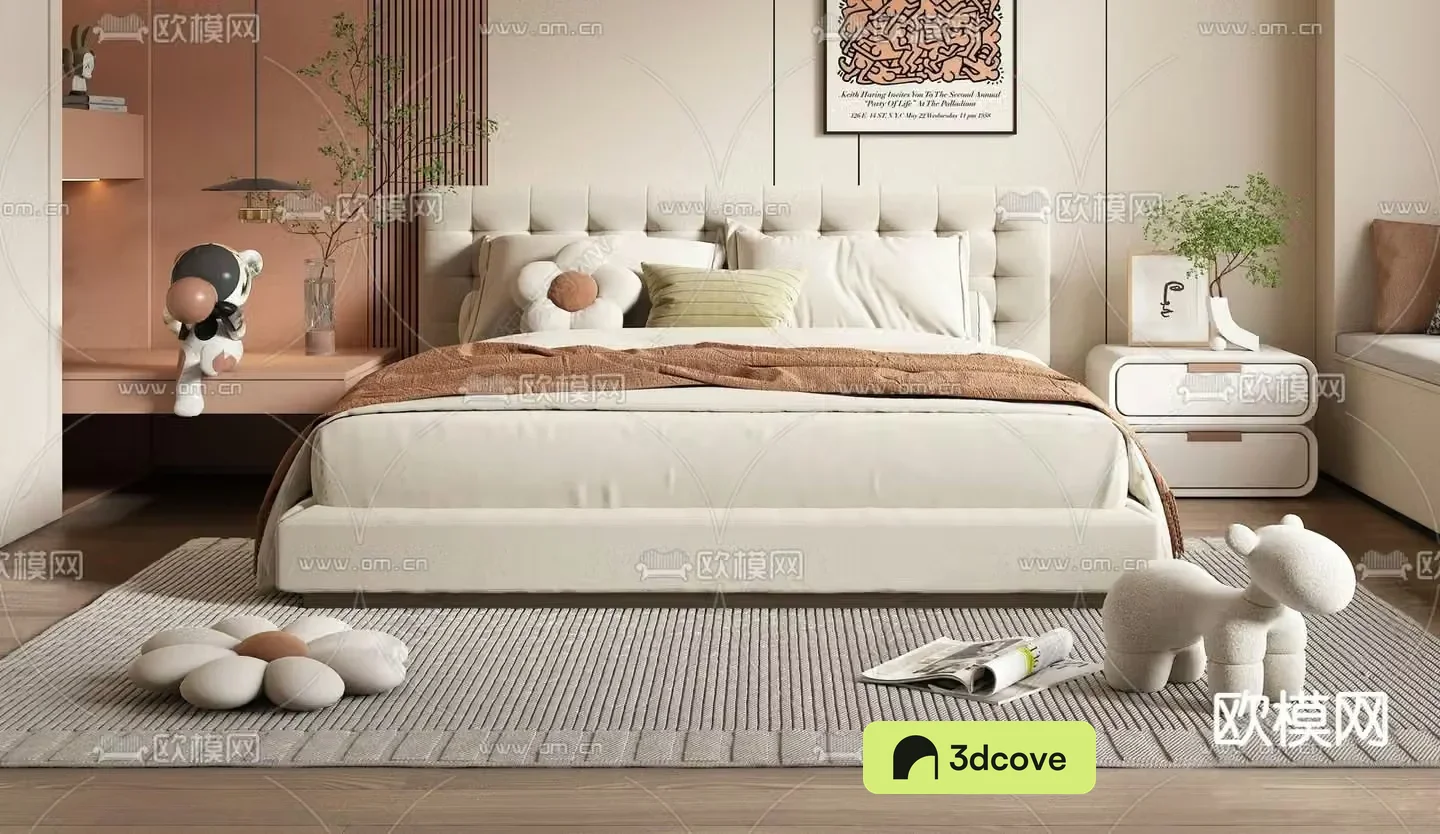 Cream style double bed