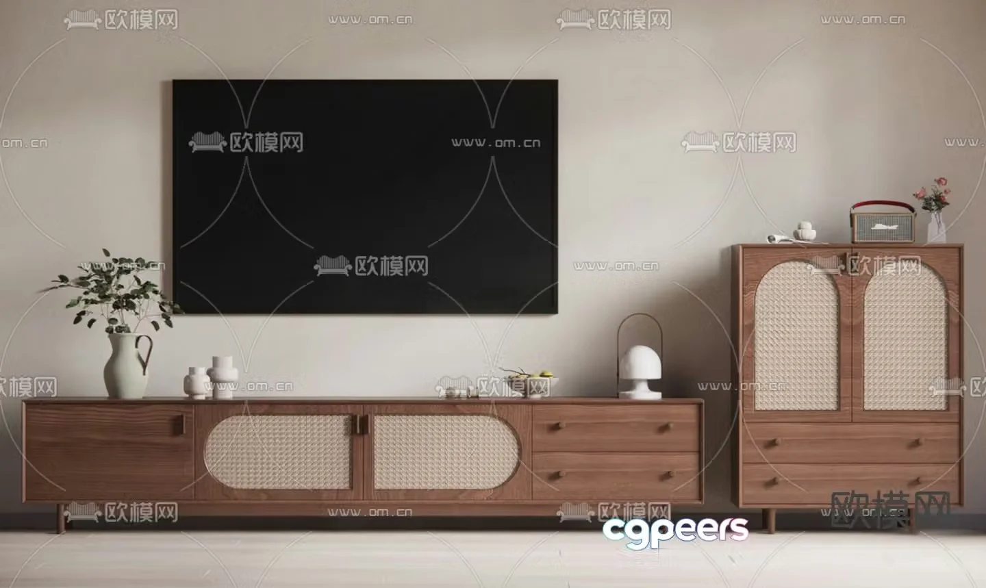 Medieval style TV cabinet 3D model