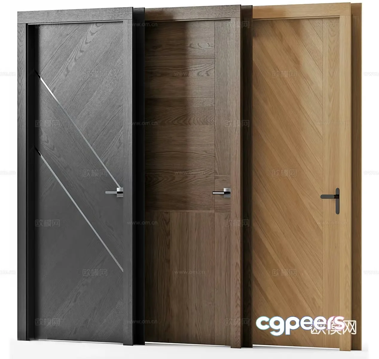 Single-open door combination wooden door bedroom door entrance door bathroom door modeling door 3d model