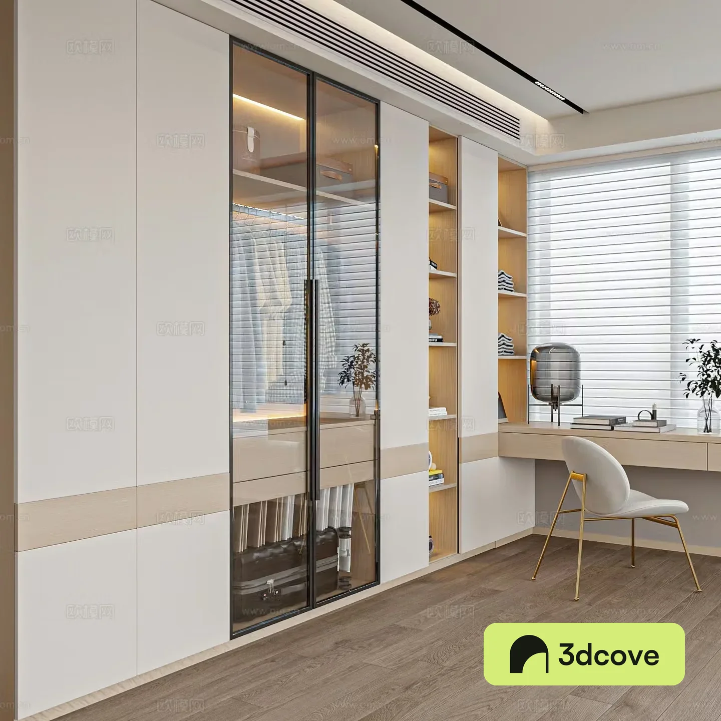 Modern Cream Trench Wardrobe Dressing Table Wardrobe