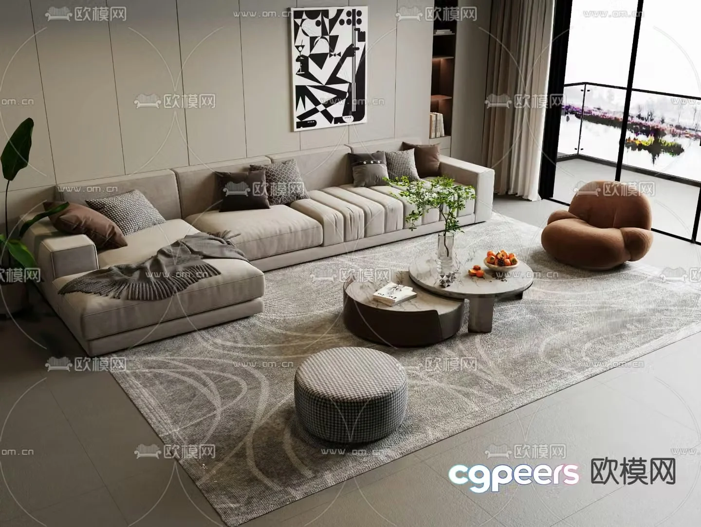 Modern modular sofa corner sofa 3d model