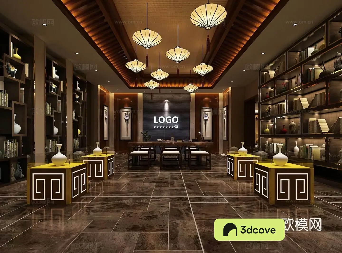 New Chinese teahouse hall