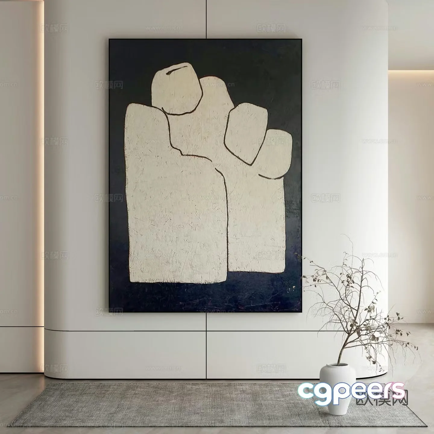 Modern texture painting decorative painting 3d model