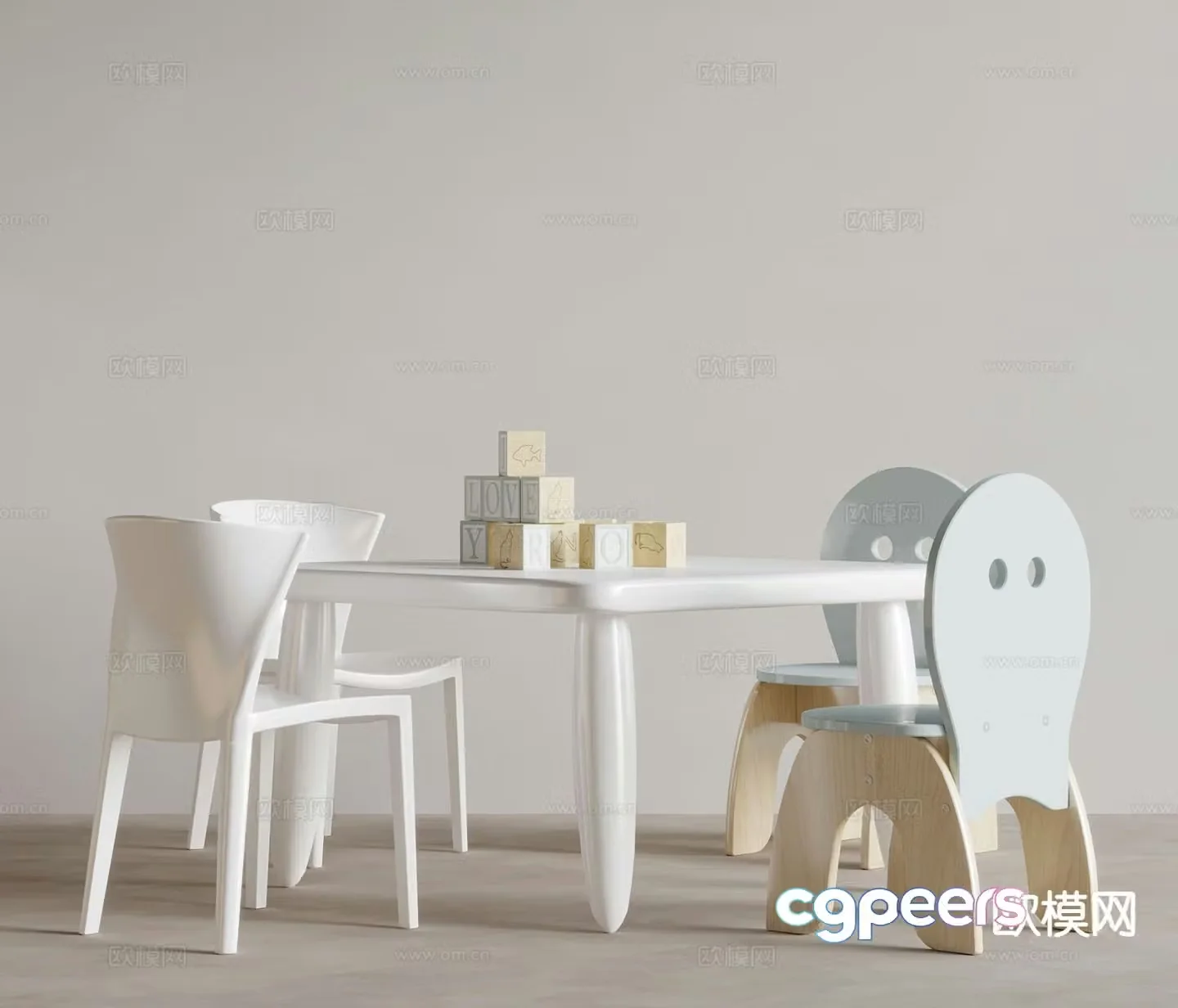Modern children’s table and chair 3d model