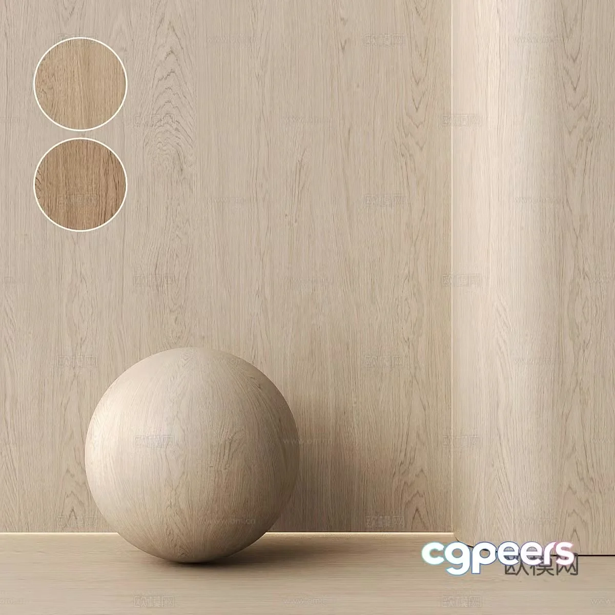 Oak wood finish material 3d model