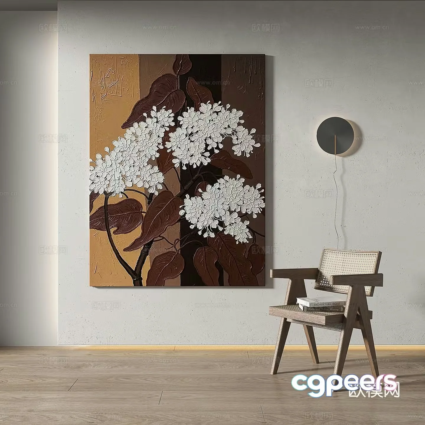 Modern medieval retro light luxury wasabi simple decorative painting 3d model