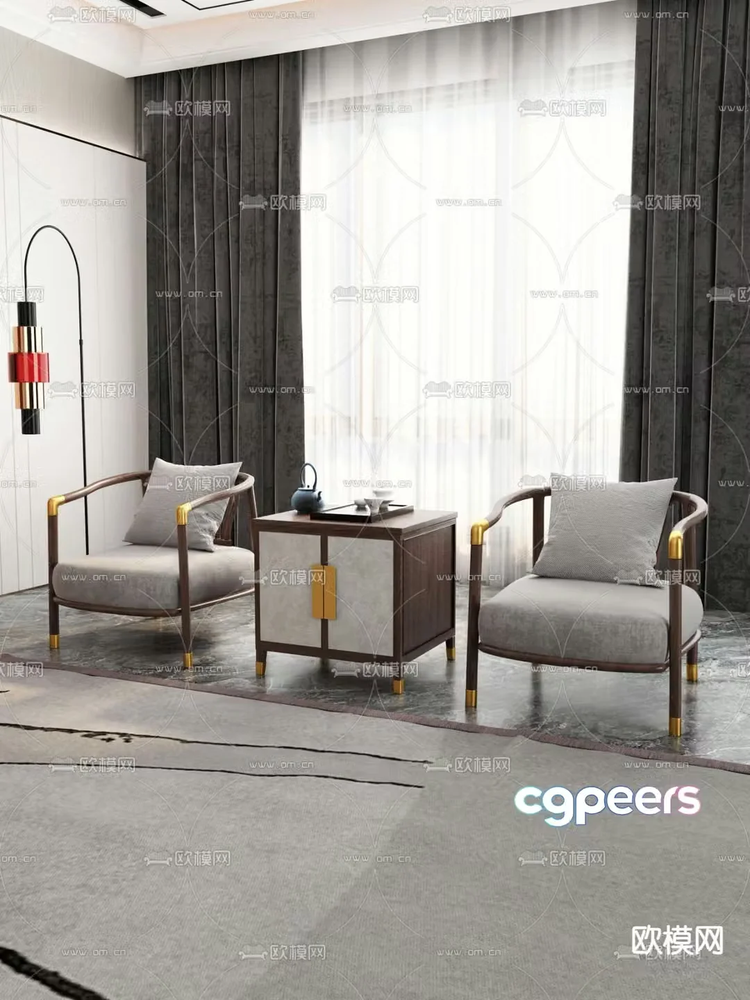 Chinese style sofa leisure sofa 3d model