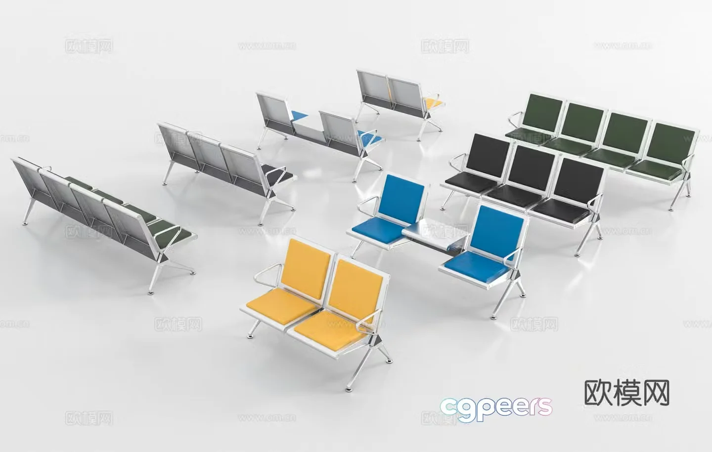 Modern row chair 3D model