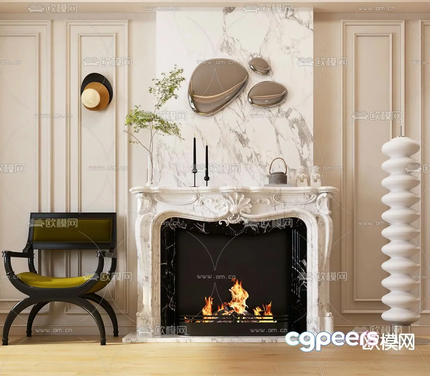 European fireplace stove 3d model