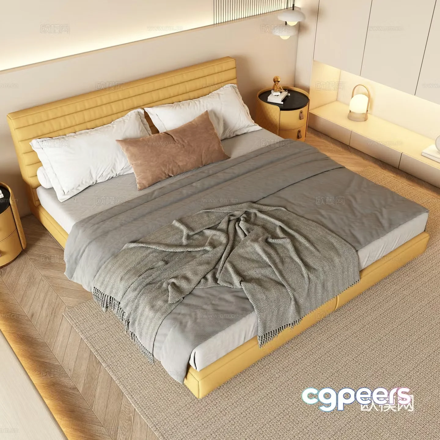Modern double bed 3d model