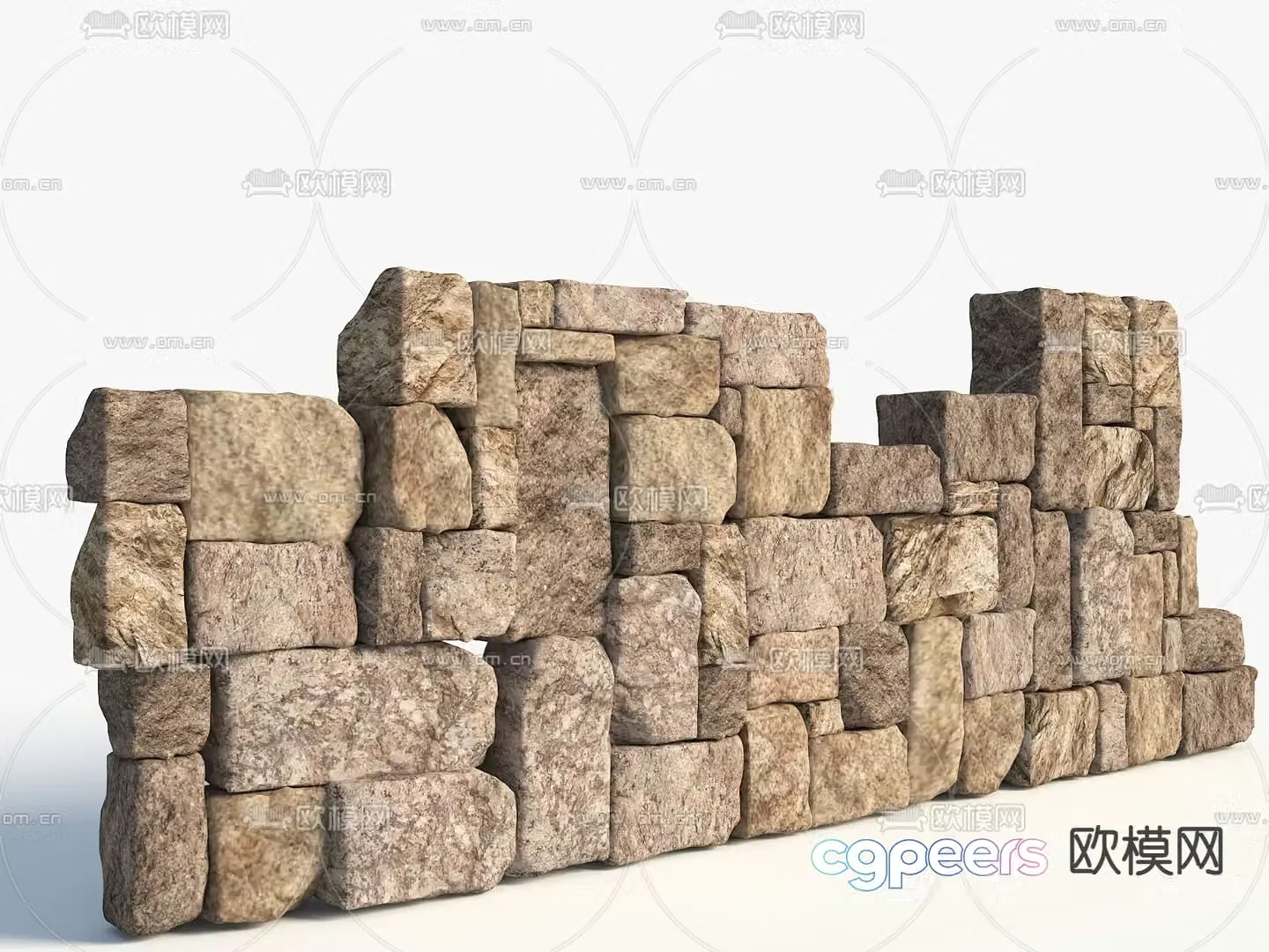 Modern stone landscape wall granite 3d model