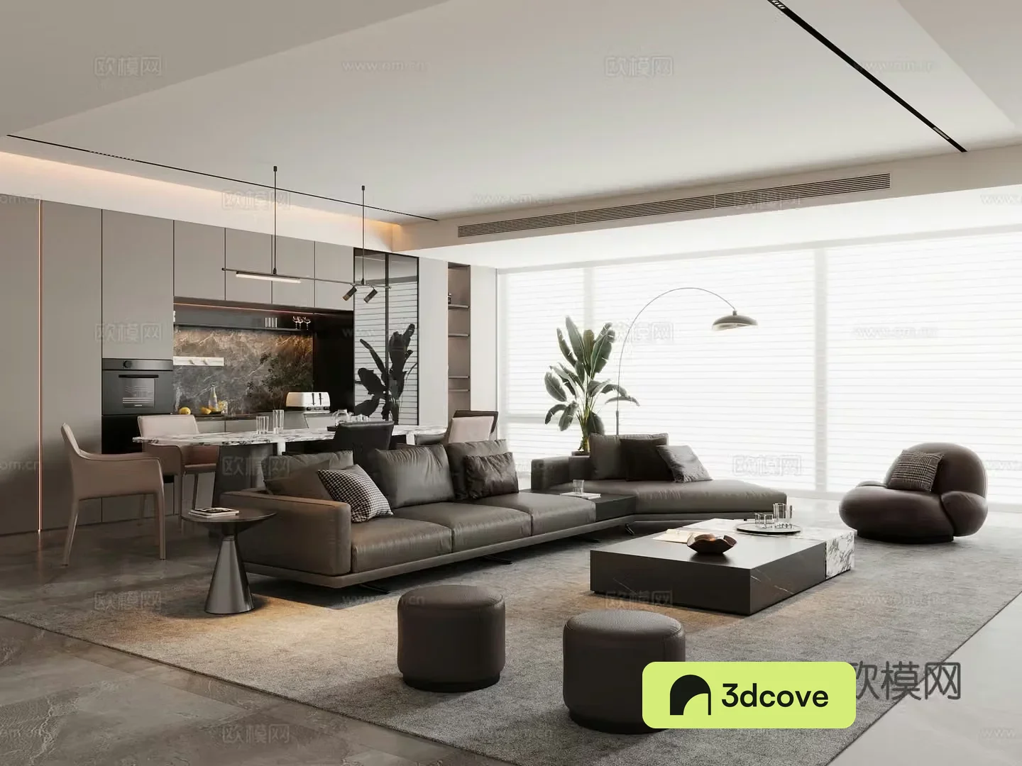 Italian living room horizontal hall sofa and coffee table combination sofa chair dining table and chair sideboard wine cabinet