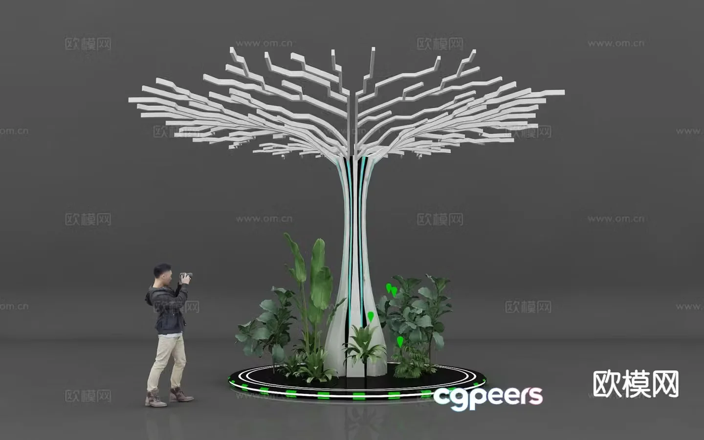 Modern technology modeling tree landscape sketch 3D model