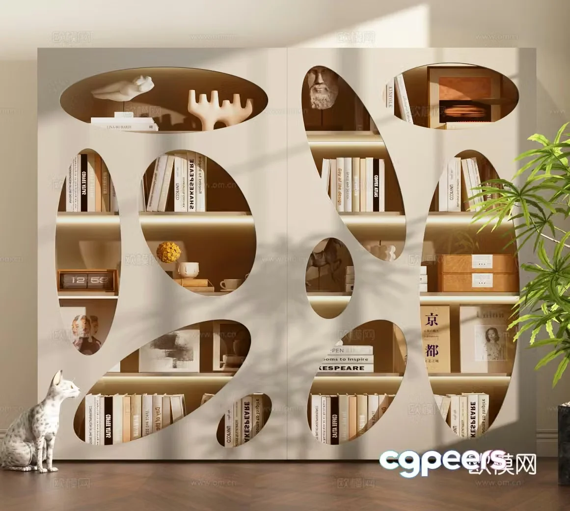 Bookcase Modern bookcase Finished bookcase Italian bookcase Bookcase Combination 3D Model