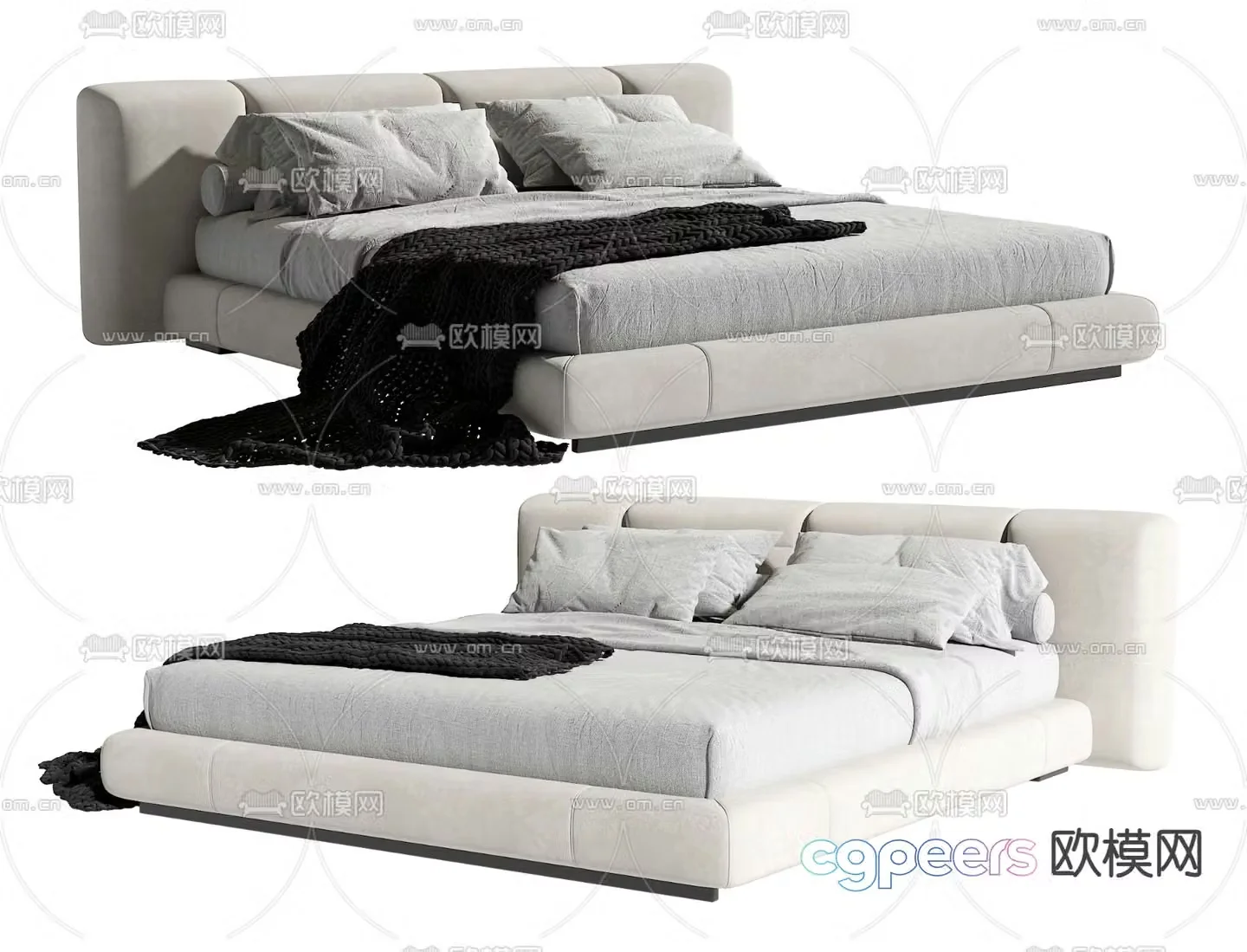 Modern double bed 3d model