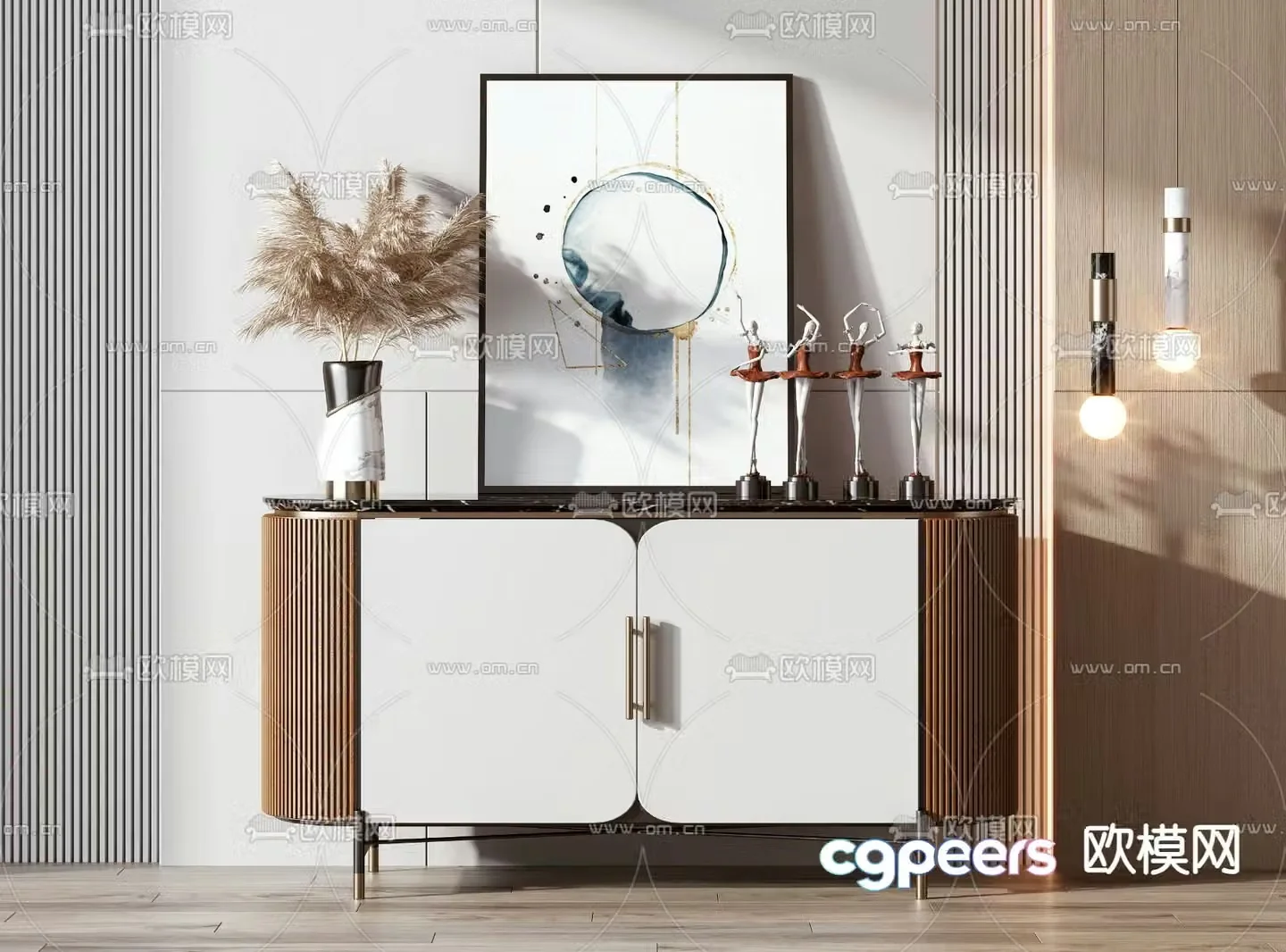 Modern side cabinet entrance cabinet end view cabinet 3D model