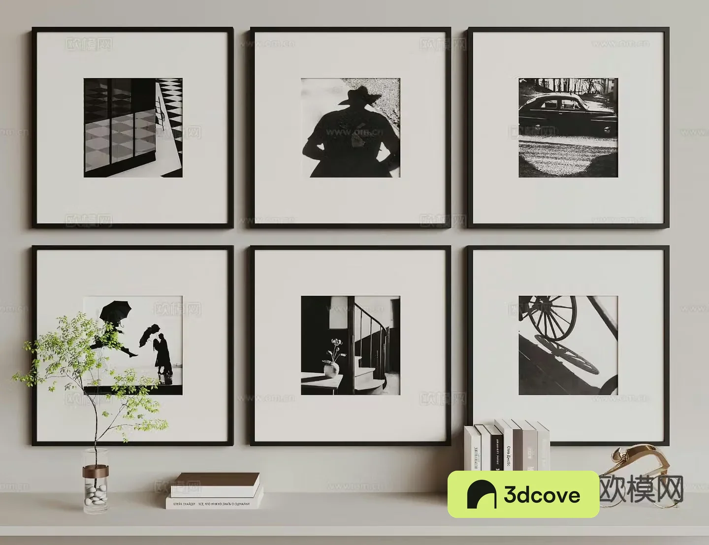 Modern black and white hanging painting figure painting combination painting