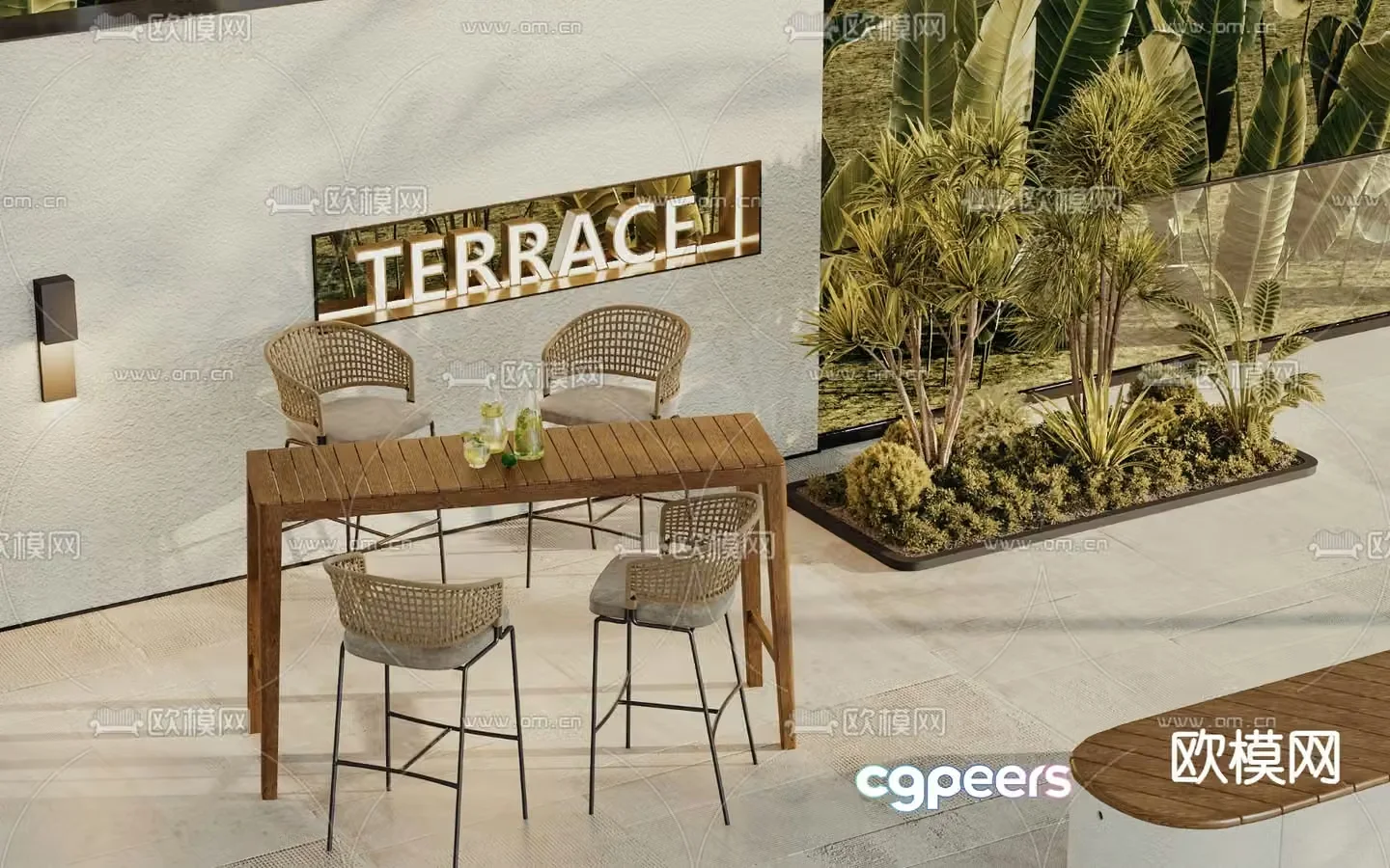 Outdoor bar bar chair 3d model