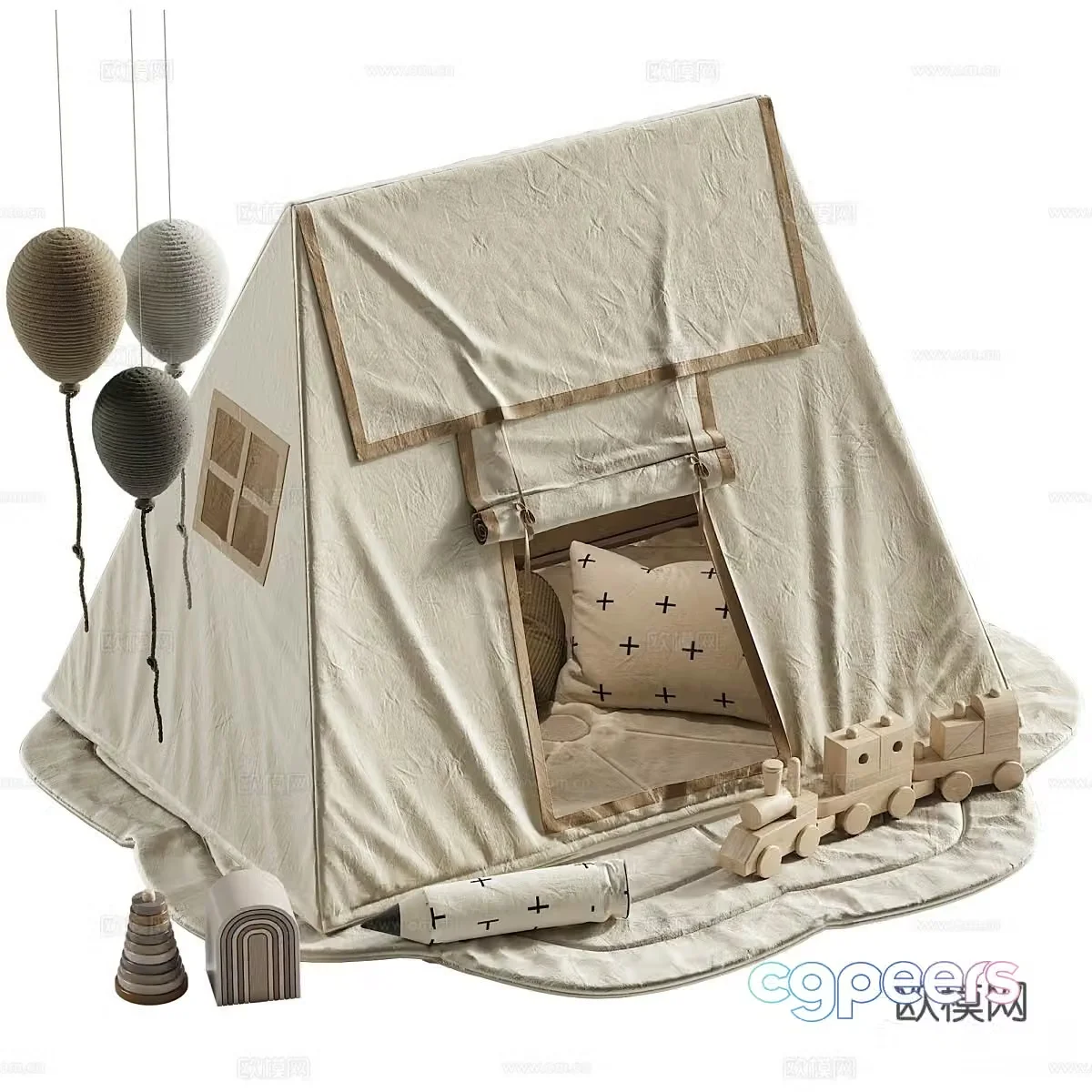 Modern tent bed fabric children’s bed creative children’s bed 3d model