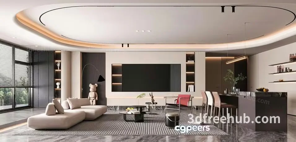 Modern Living Room 3D Model – 21561 – VRAY Render