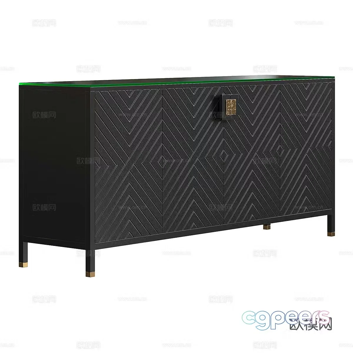 Modern Italian light luxury decorative chest of drawers side cabinets low cabinet 3D model